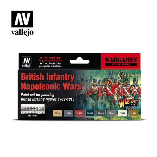 Vallejo Paint Set British Infantry Napoleonic Wars 8 Paints Wargames Color Series VAL70163 - Hobby Heaven