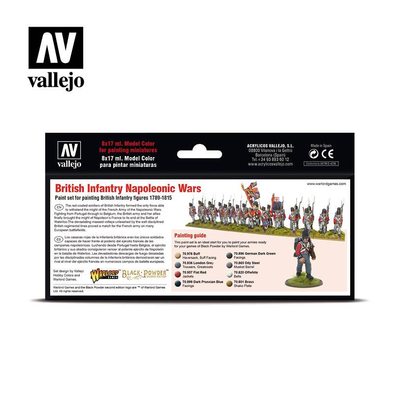 Vallejo Paint Set British Infantry Napoleonic Wars 8 Paints Wargames Color Series VAL70163 - Hobby Heaven
