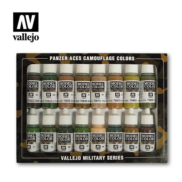 Vallejo Paint Set Camouflage Set 16 Paints Panzer Aces Series VAL70179 - Hobby Heaven