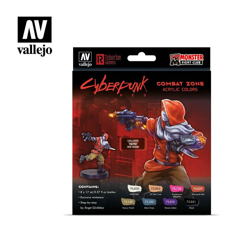 Vallejo Paint Set Combat Zone by Cyberpunk Red Exclusive “Nemo” mini 8 Paints + Miniature VAL72307 - Hobby Heaven
