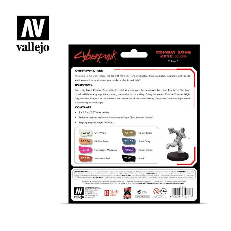 Vallejo Paint Set Combat Zone by Cyberpunk Red Exclusive “Nemo” mini 8 Paints + Miniature VAL72307 - Hobby Heaven
