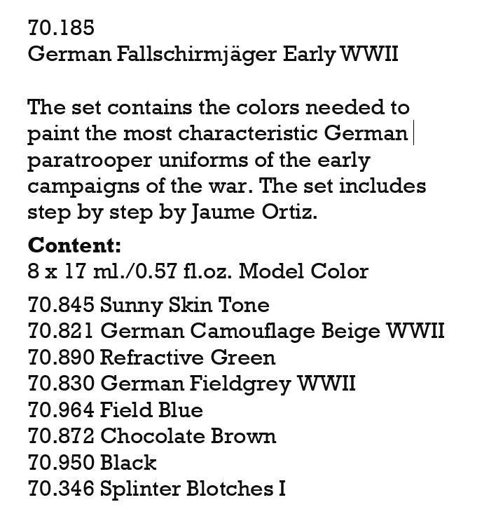 Vallejo Paint Set German Fallschirmjäger Early WWII 8 Paints Figure Color Series VAL70185 - Hobby Heaven