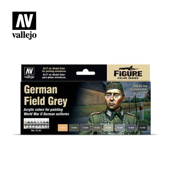 Vallejo Paint Set German Field Grey 8 Paints Figure Color Series VAL70181 - Hobby Heaven
