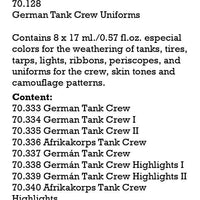 Vallejo Paint Set German Tank Crew Uniforms 8 Paints Panzer Aces Series VAL70128 - Hobby Heaven