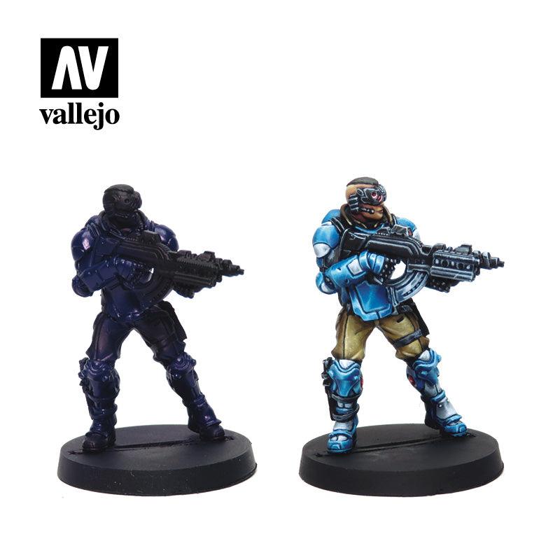 Vallejo Paint Set Panoceania Infinity Paint Set 8 Paints + Miniature VAL70231 - Hobby Heaven
