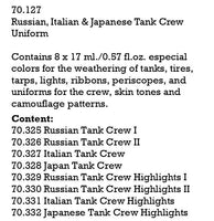 Vallejo Paint Set Russian, Italian & Japanese 8 Paints Panzer Aces Series VAL70127 - Hobby Heaven
