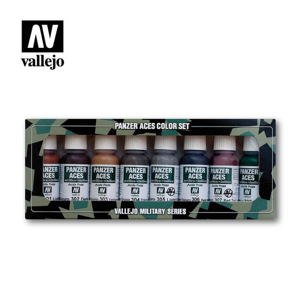 Vallejo Paint Set Rust, Tracks & Rubber 8 Paints Panzer Aces Series VAL70122 - Hobby Heaven
