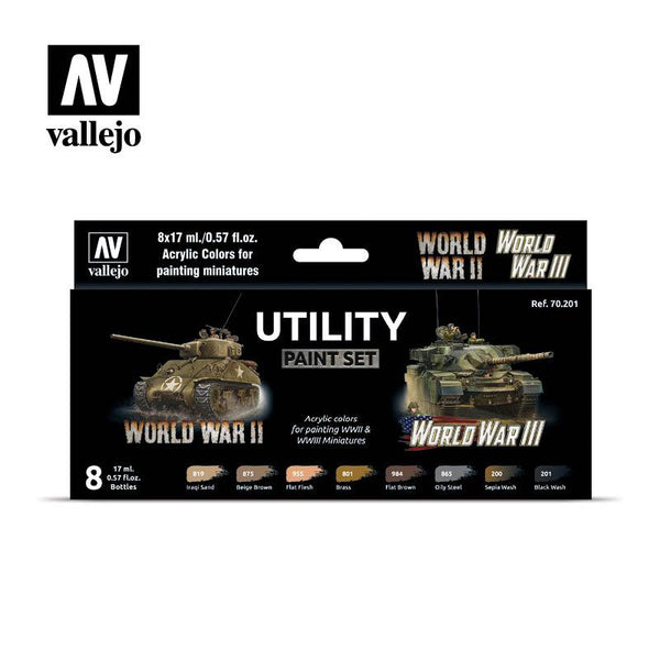 Vallejo Paint Set Utility Paint Set World War II & World War III 8 Paints Wargames Color Series VAL70201 - Hobby Heaven
