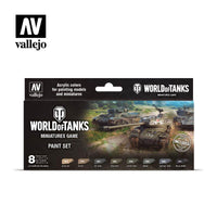 Vallejo Paint Set World of Tanks Miniatures Game Paint Set 8 Paints + 2 Brushes VAL70245 - Hobby Heaven