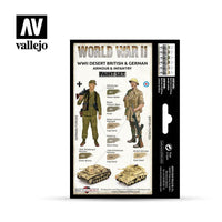 Vallejo Paint Set WWII Paint Set Desert British & German Armour & Infantry 6 Paints Wargames Color Series VAL70208 - Hobby Heaven