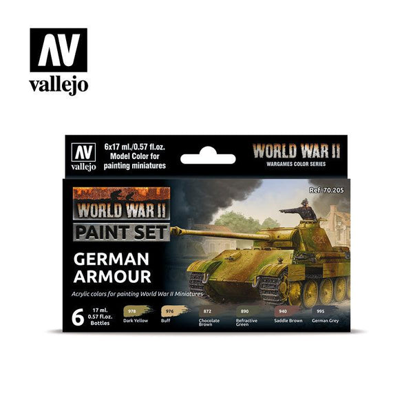 Vallejo Paint Set WWII Paint Set German Armour 6 Paints Wargames Color Series VAL70205 - Hobby Heaven