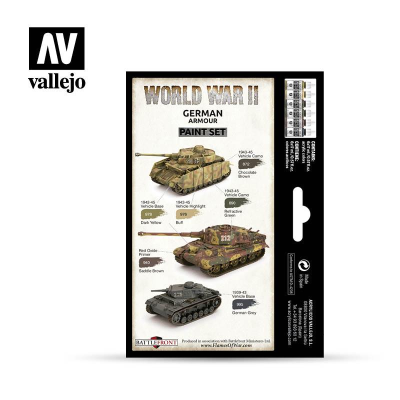 Vallejo Paint Set WWII Paint Set German Armour 6 Paints Wargames Color Series VAL70205 - Hobby Heaven