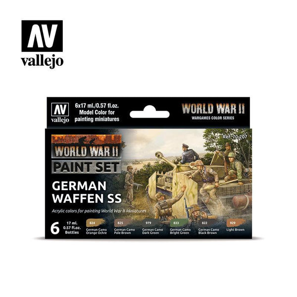 Vallejo Paint Set WWII Paint Set German Waffen SS 6 Paints Wargames Color Series VAL70207 - Hobby Heaven