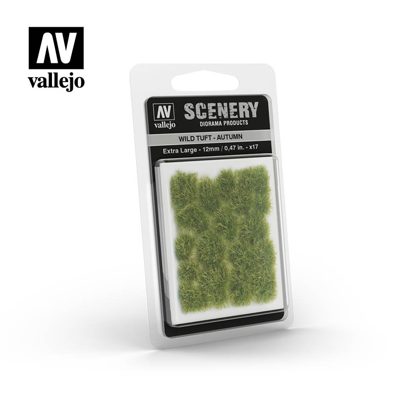 Vallejo Diorama Scenery Wild Tuft Autumn 12mm SC423 pack, showcasing realistic miniature fall grass tufts