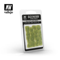 Vallejo Diorama Scenery Wild Tuft Light Green 12mm SC426 pack, showcasing vibrant miniature spring grass tufts
