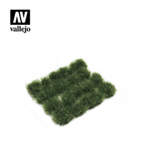 Vallejo Diorama Scenery Wild Tuft Strong Green 12mm SC427 pack, showcasing vibrant miniature lush grass tufts
