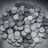 Top view of 32mm round bases for wargaming