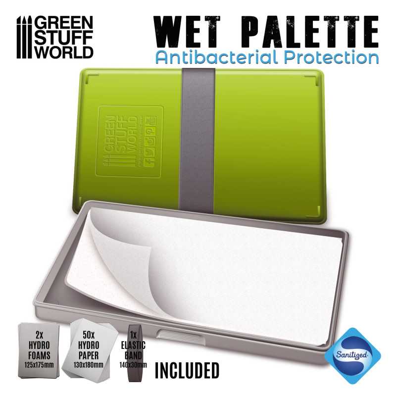 Green Stuff World Wet Palette set with antibacterial sponges and hydro papers
