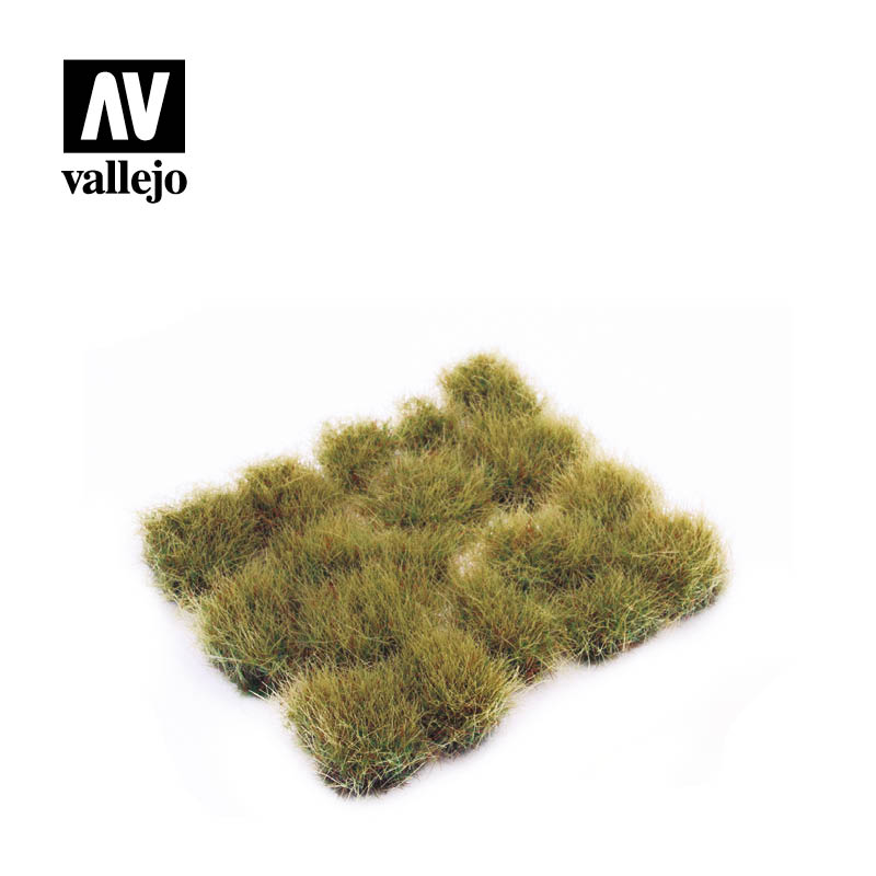 Close-up of Vallejo SC423 Wild Tuft Autumn 12mm, displaying detailed texture and rich fall colors of miniature autumn grass