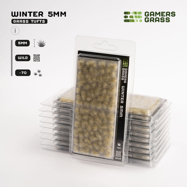 Gamers Grass Winter 5mm - Wild Tufts packaging, featuring snowy landscape and frozen tundra imager