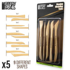 Wooden sculpting tools with 9 different shapes for modeling and detailing