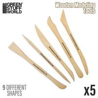 Green Stuff World Wooden Modeling Tools Set – 5 wooden sculpting tools
