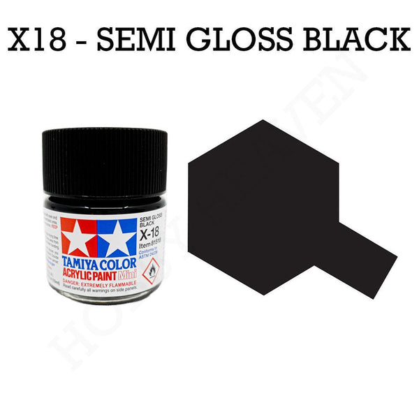 Tamiya Acrylic Mini X-18 Semi Gloss Black Paint 10ml - Hobby Heaven