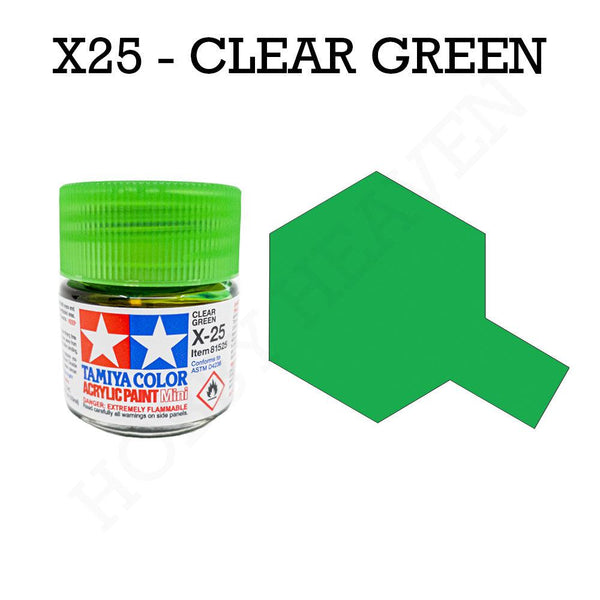 Tamiya Acrylic Mini X-25 Clear Green Paint 10ml - Hobby Heaven