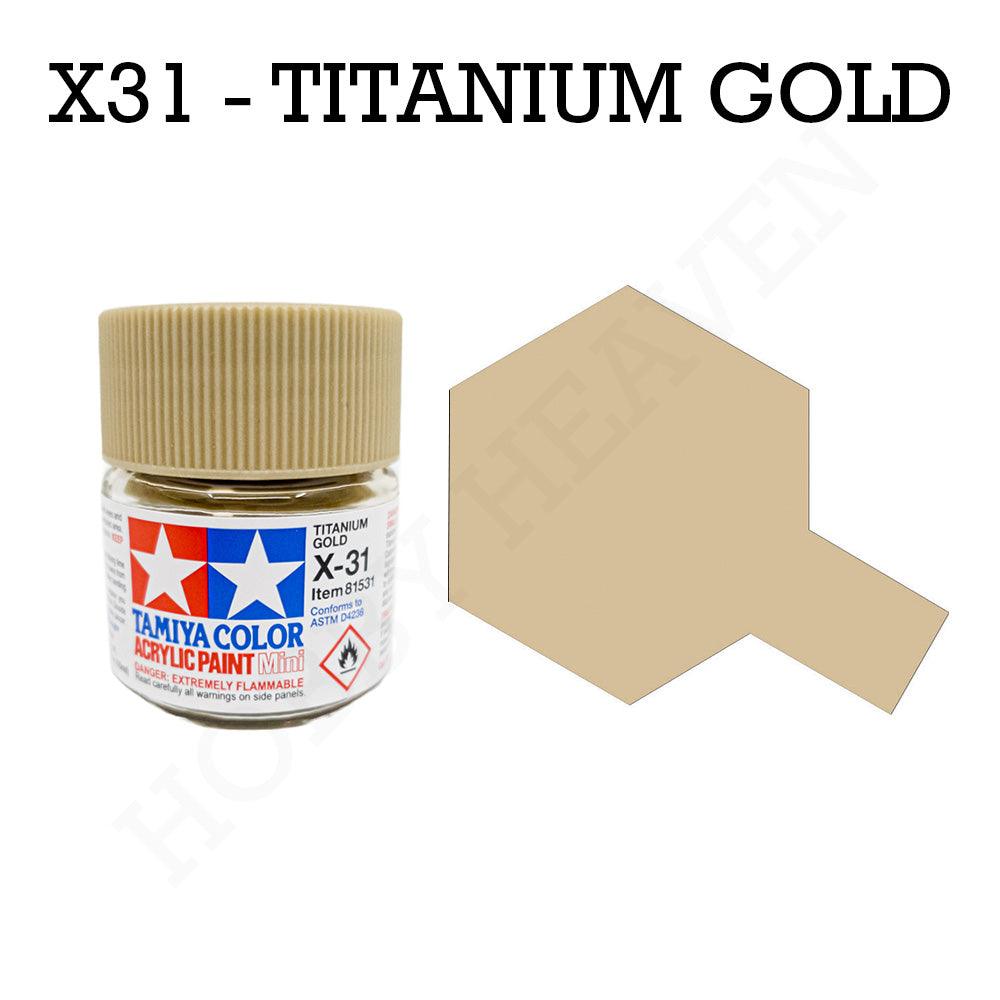 Tamiya Acrylic Mini X-31 Titan Gold Paint 10ml - Hobby Heaven