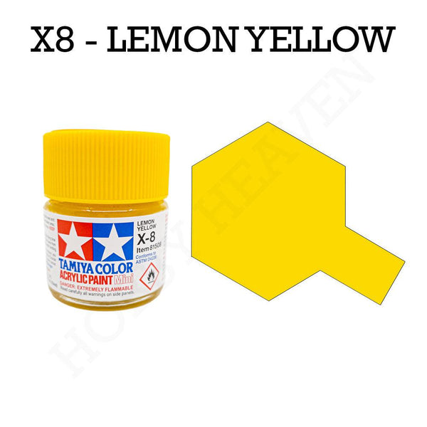 Tamiya Acrylic Mini X-8 Lemon Yellow Paint 10ml - Hobby Heaven