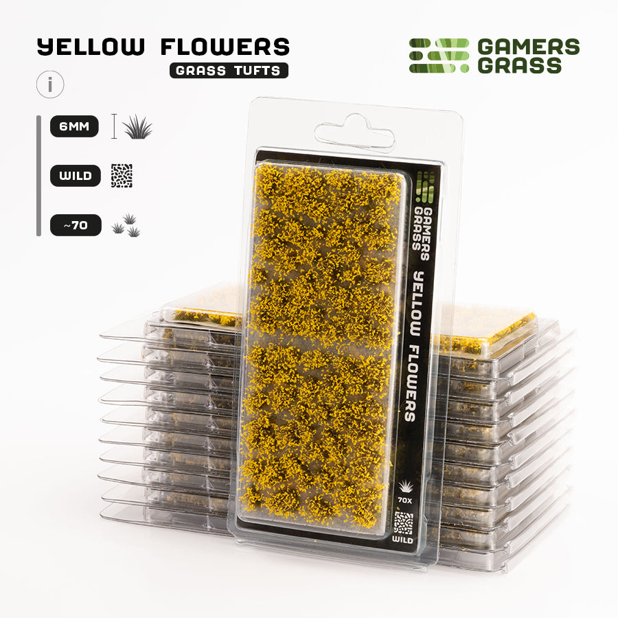 Gamers Grass Yellow Flowers - Wild packaging, showcasing vibrant yellow blossom imagery on various plants