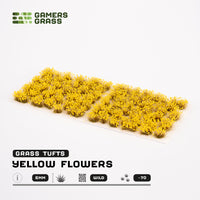 Sheet of 70 Yellow Flowers - Wild tufts, displaying variety of shapes and sizes of realistic, yellow petal-covered flower clusters
