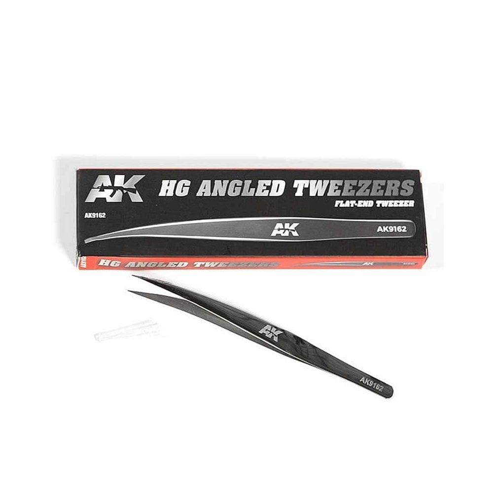 AK Interactive Hg Angled Tweezers Flat End 02 AK9162 - Hobby Heaven