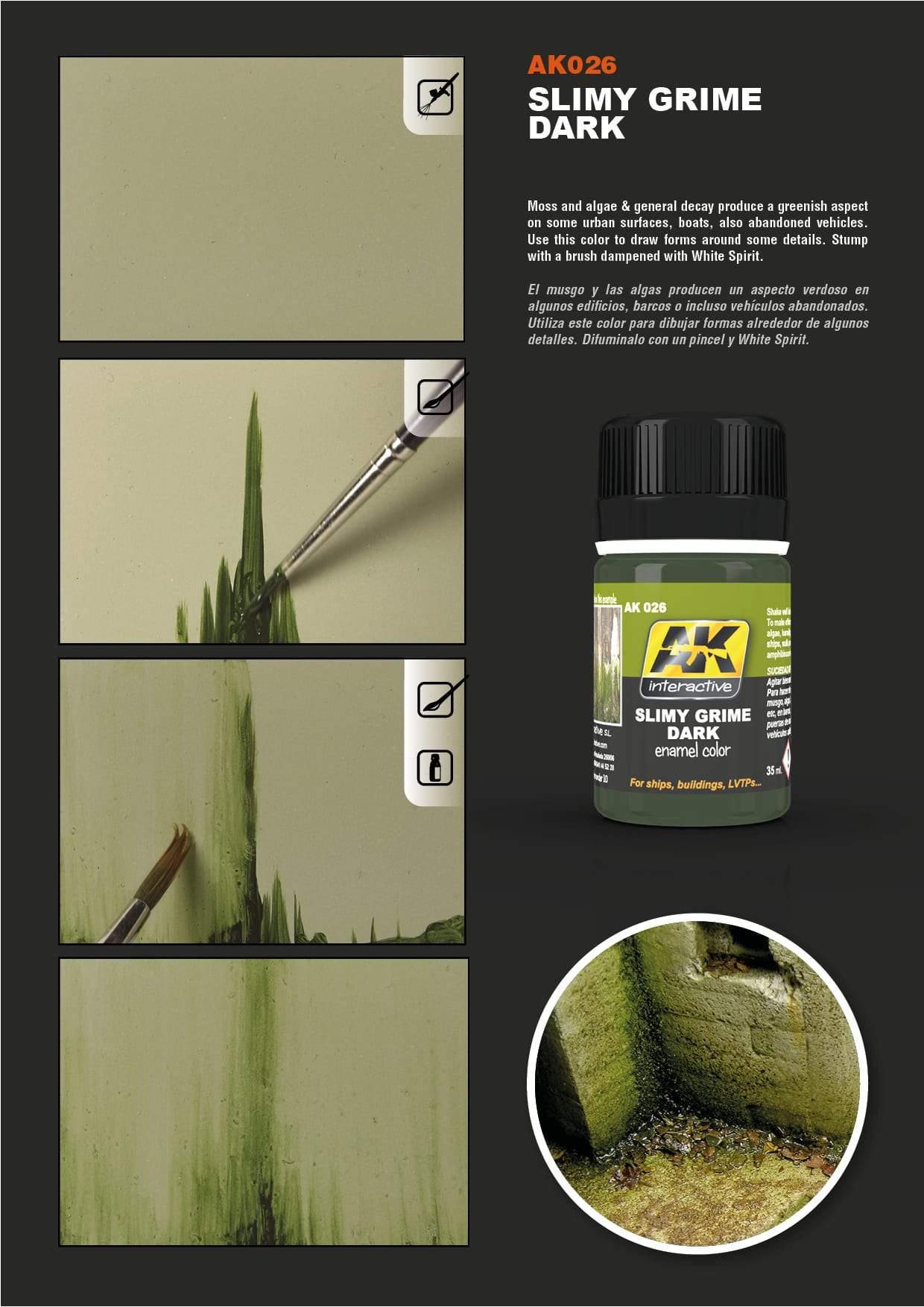 Realistic moss effect created with AK026 Slimy Grime Dark on ship hulls, perfect for damp environments.