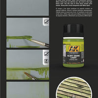 AK027 Slimy Grime Light enamel bottle for creating fresh moss, slimy effects, and dampness on model surfaces.