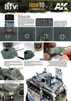 Applying AK069 Streaking Grime for Panzer Grey to a WWII German tank model for realistic weathering effects.