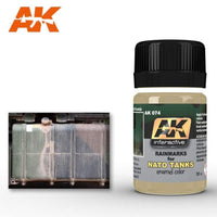 AK074 Rain Marks for NATO Tanks enamel bottle for creating streaking and rainmarks on vehicle models.
