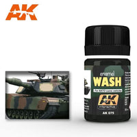 AK075 Wash for NATO Tanks bottle, designed for weathering dark camo vehicles.
