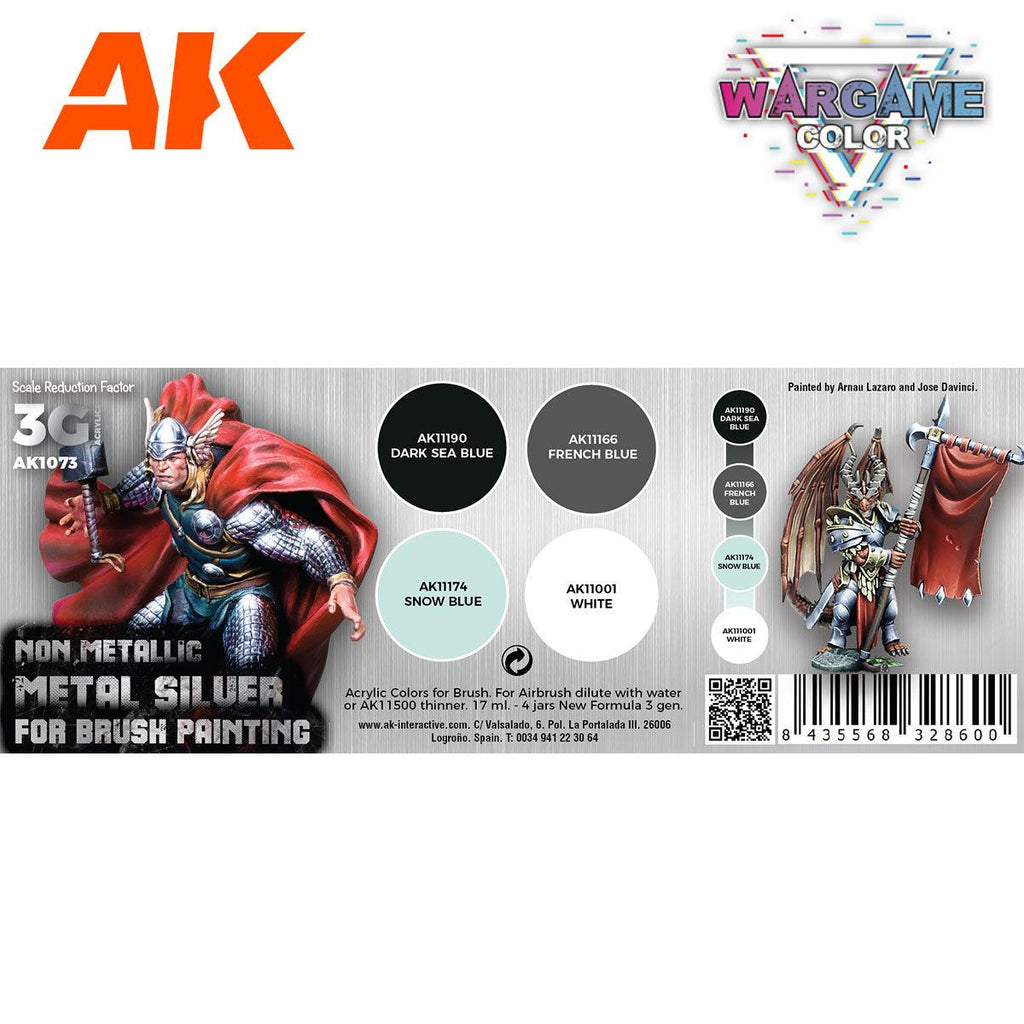 AK Interactive 3g Paints Set Non Metallic Metal Silver AK1073 - Hobby Heaven