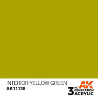 AK Interactive 3rd Gen Interior Yellow Green 17ml - Hobby Heaven