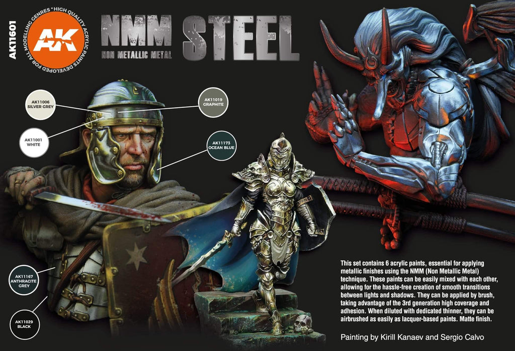 AK Interactive Non Metallic Metal Steel Paints Set - Hobby Heaven
