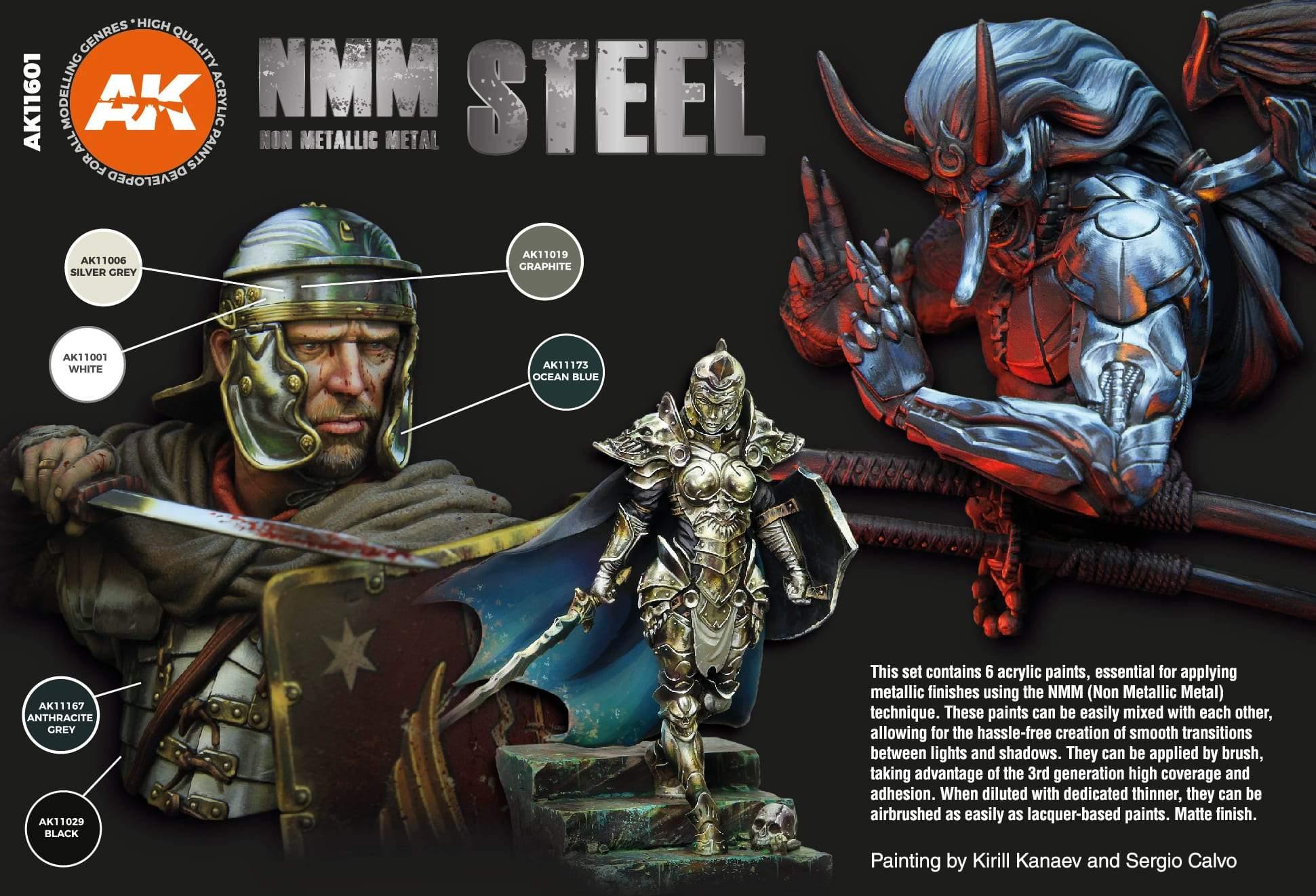 AK Interactive Non Metallic Metal Steel Paints Set - Hobby Heaven