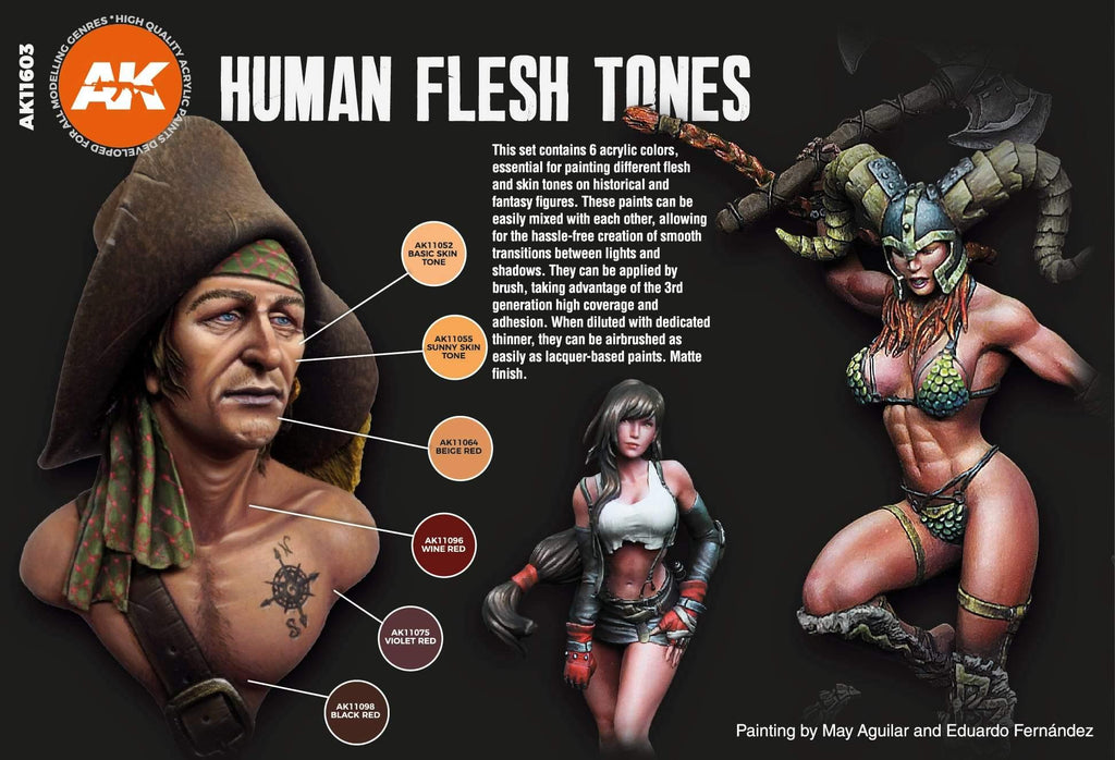 AK Interactive Human Flesh Tones Paints Set - Hobby Heaven