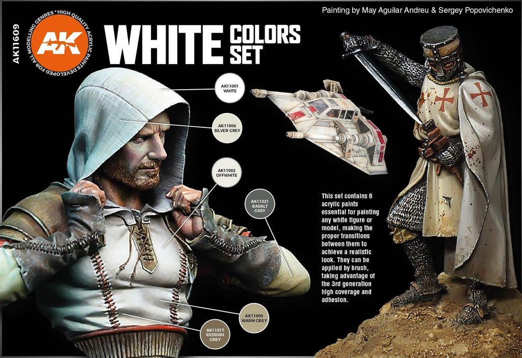 AK Interactive White Colors Paints Set - Hobby Heaven