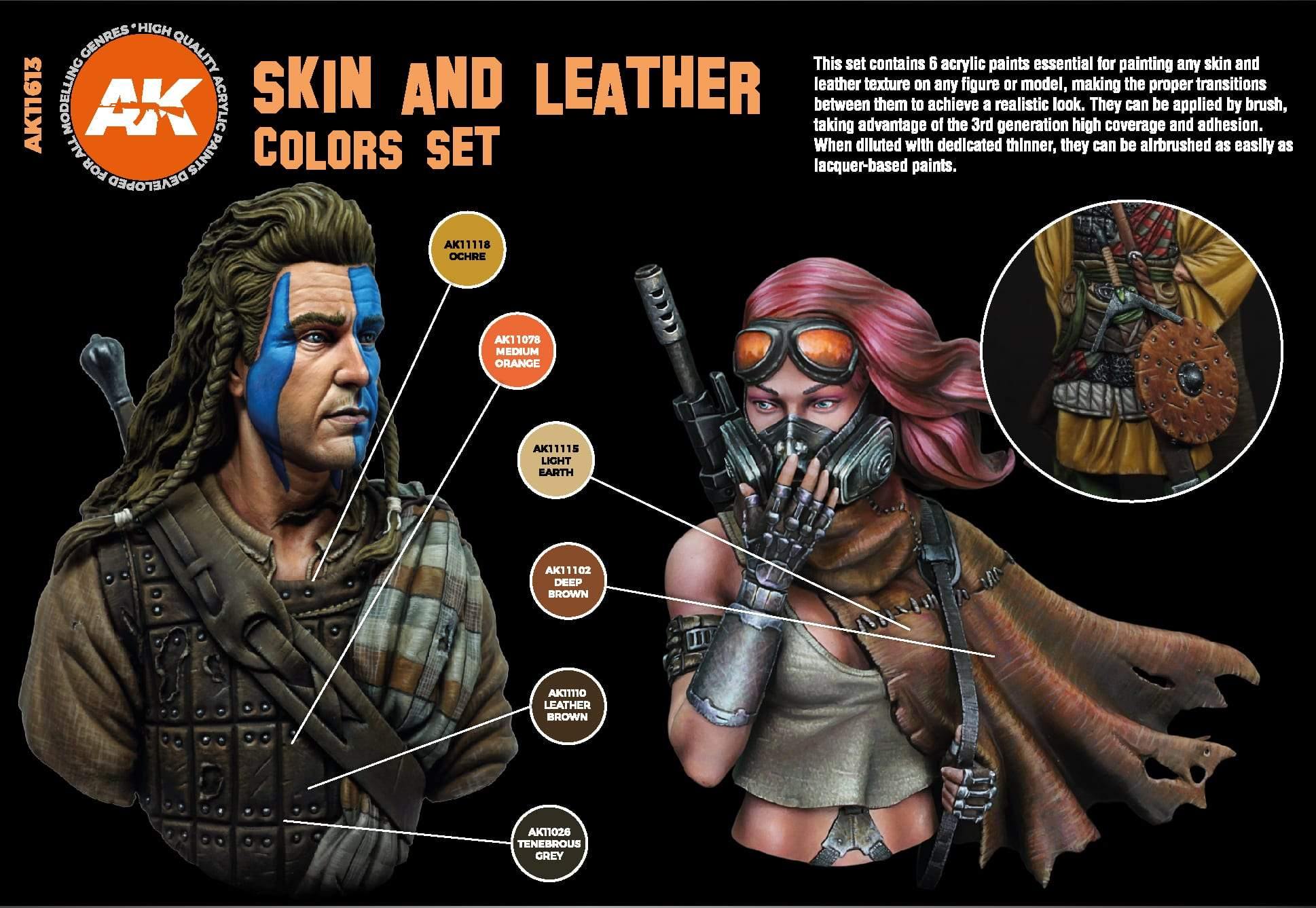 AK Interactive Skin and Leather Colors Paints Set - Hobby Heaven