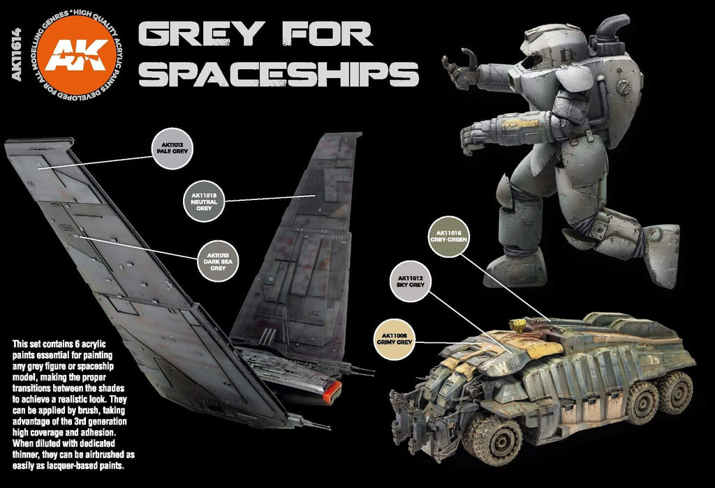 AK Interactive Grey Spaceships Paints Set - Hobby Heaven