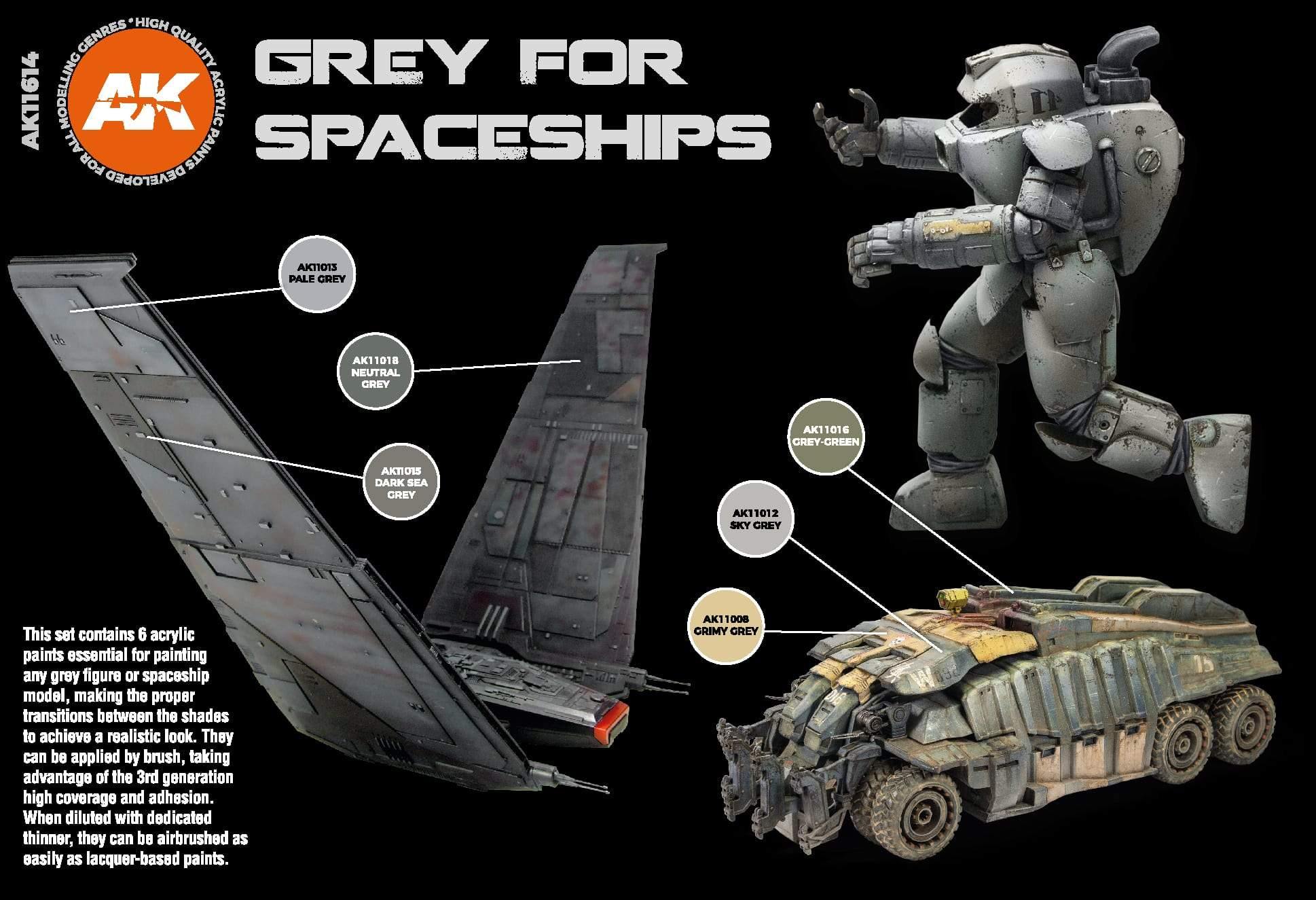 AK Interactive Grey Spaceships Paints Set - Hobby Heaven