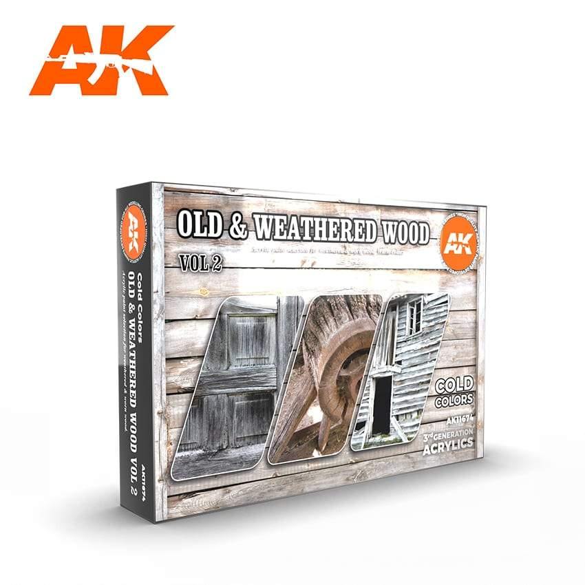 AK Interactive Old & Weathered Wood Vol.2 Paints Set 3rd Generation Acrylics - Hobby Heaven