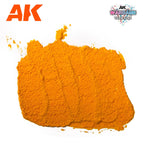 A spread swatch of AK1221 Sunrise Blaze on white, a coarse orange crust cracked across by the spreading strokes