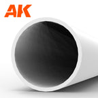 AK6546 styrene hollow tube seen end-on: a heavy white plastic pipe, its wall a narrow ring around a wide opening